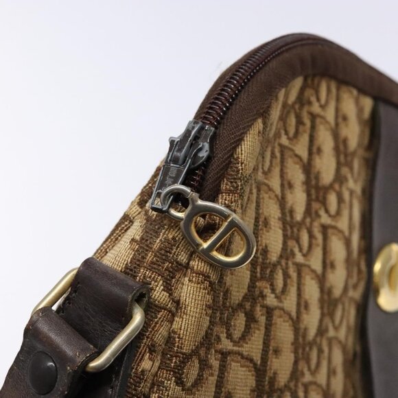 Authentic Christian Dior Trotter Canvas Shoulder Bag Brown Gold - Picture 2 of 16